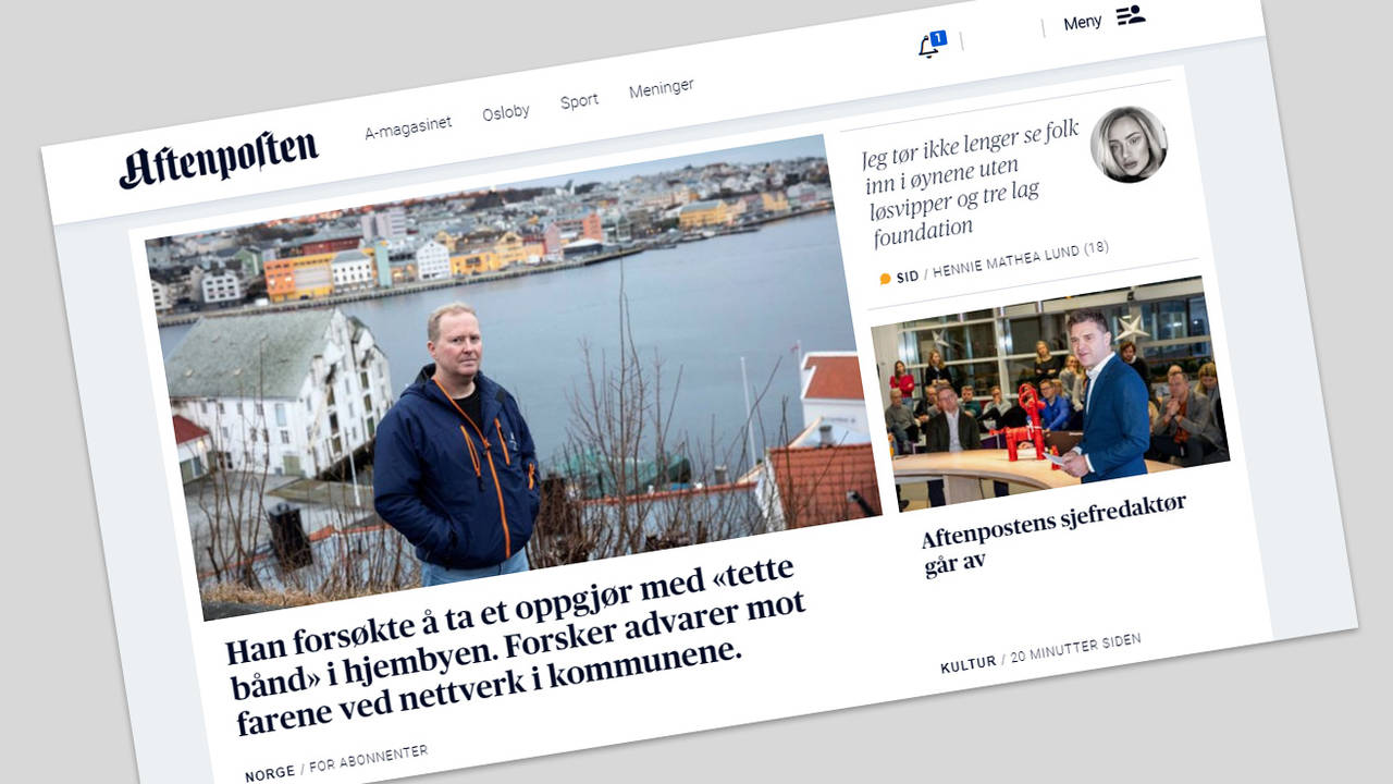 Illustrasjon: Forsiden på aftenposten.no i dag.