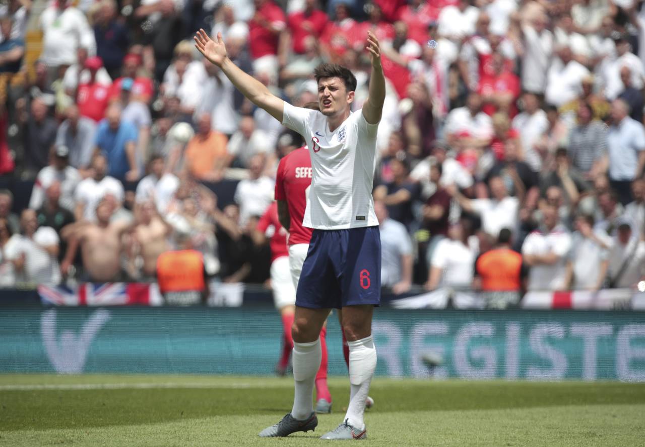 Englands Harry Maguire under kampen mot Sveits 9. juni. Foto: Luis Vieira / AP / NTB scanpix