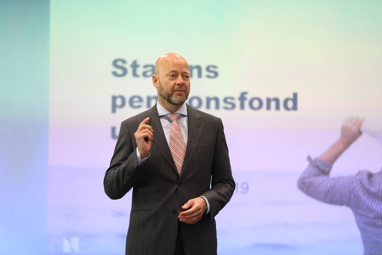 Leder i Norges Bank Investment Management (NBIM) Yngve Slyngstad presenterte fredag resultater for oljefondets første kvartal i 2019. Foto: Ørn E. Borgen / NTB scanpix