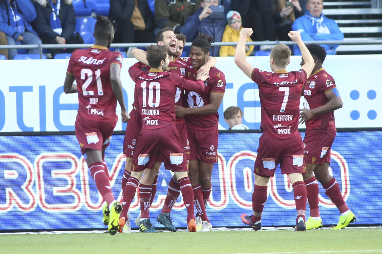 Henrik Gjesdal sendte Kristiansund i ledelsen mot Sarpsborg. Foto: Christoffer Andersen / NTB scanpix