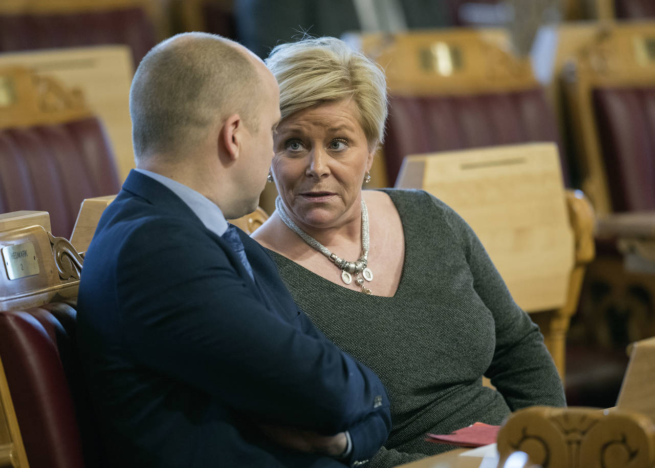 Partileder i Senterpartiet Trygve Slagsvold Vedum gjør det klart at et regjeringssamarbeid med Frp og Siv Jensen er uaktuelt. Foto: Ole Berg-Rusten / NTB scanpix