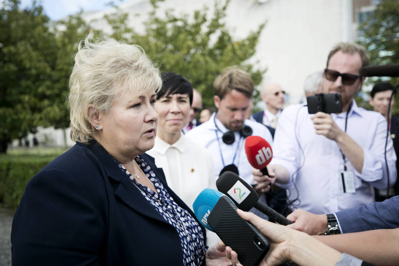 Statsminister Erna Solberg (H) er i New York denne uka, etter et valg der Høyre mislyktes i målet om å kapre makten i de store byene og en valgkamp preget av sterk konflikt mellom regjeringspartiene. Likevel satser hun på å holde liv i alliansen også etter 2021. Foto: Pontus Höök / NTB scanpix