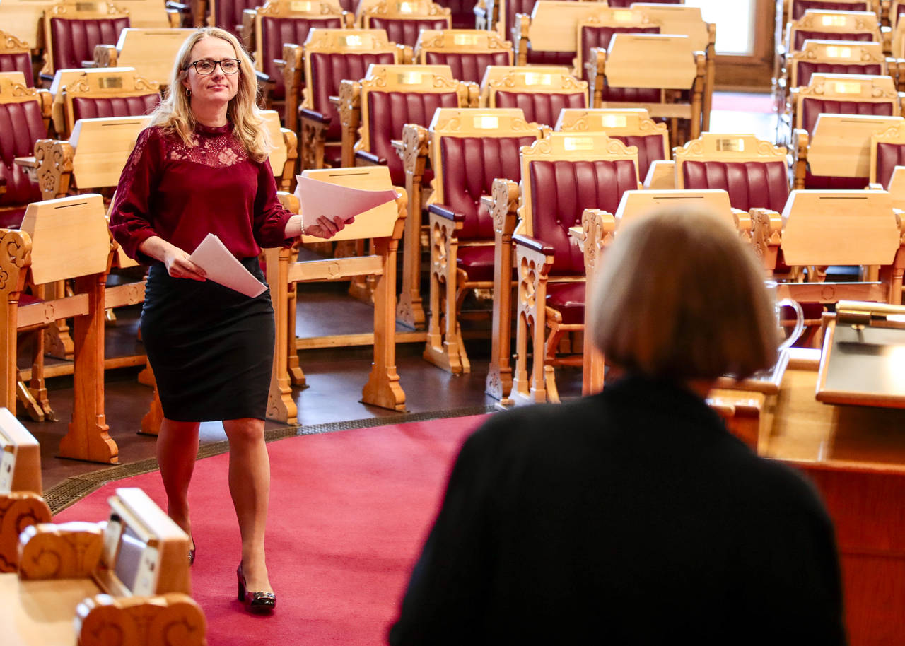 Arbeids- og sosialminister Anniken Hauglie (H) hevder uføretrygdede som blir alderspensjonister, kan få opptil 50.000 kroner mer i pensjon enn yrkesaktive. Foto: Lise Åserud / NTB scanpix