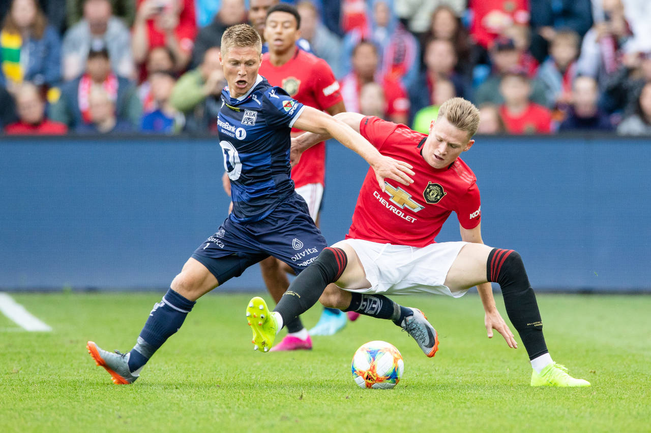 Torgil Gjertsen i aksjon for KBK mot Manchester United tidligere i år. Foto: Scanpix/nNTB