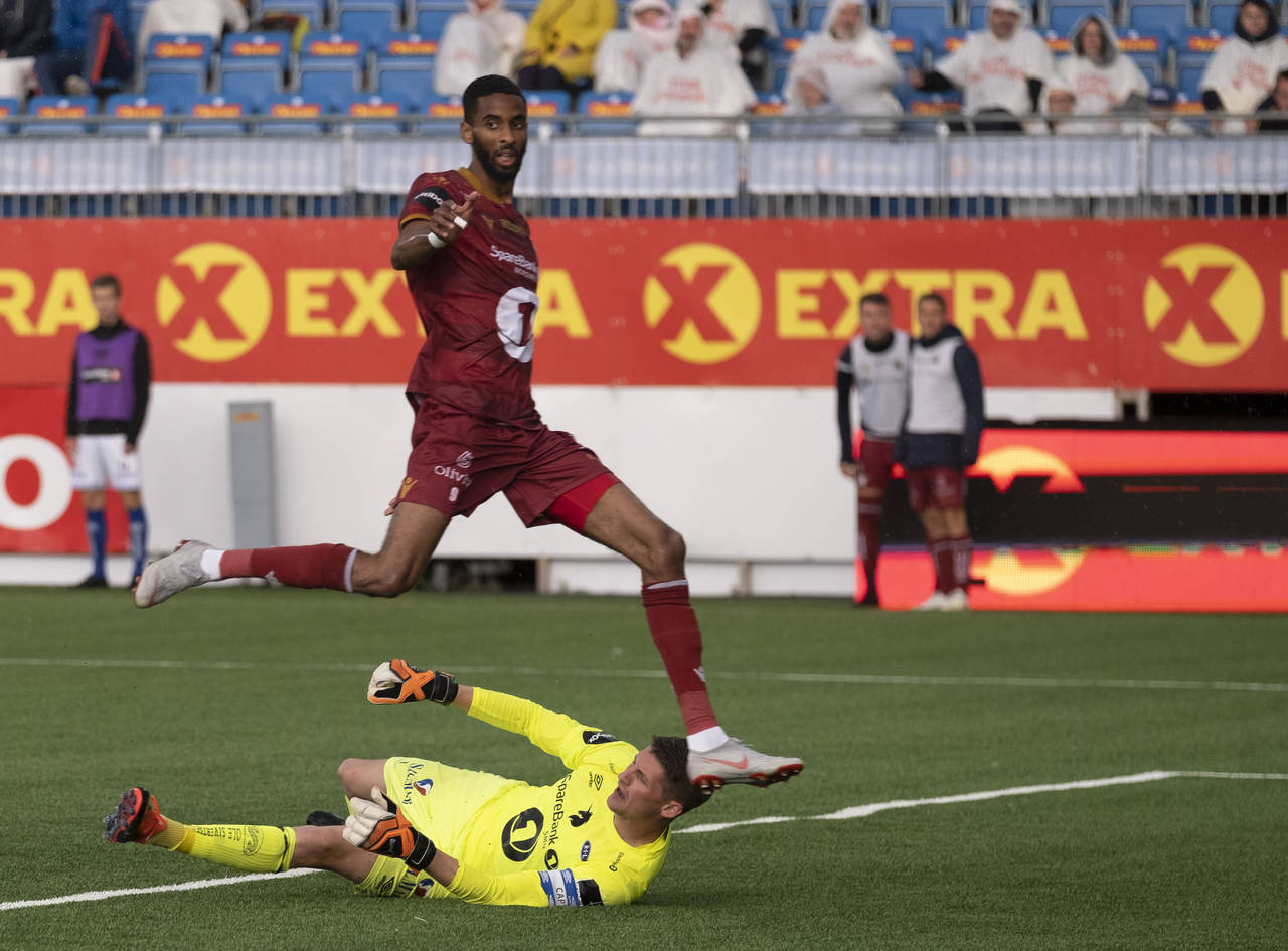 Amahl Pellegrino utlignet for Kristiansund. Foto: Ned Alley / NTB scanpix