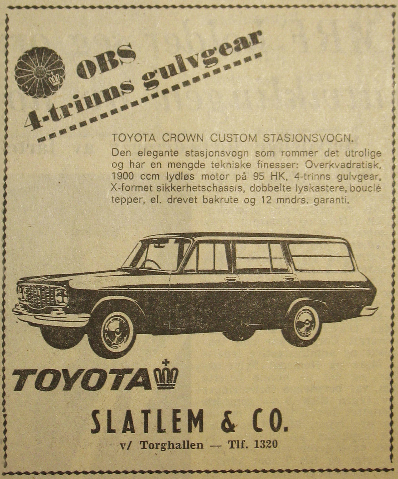 Slatlem – Toyota Crown annonse 1966-1967.