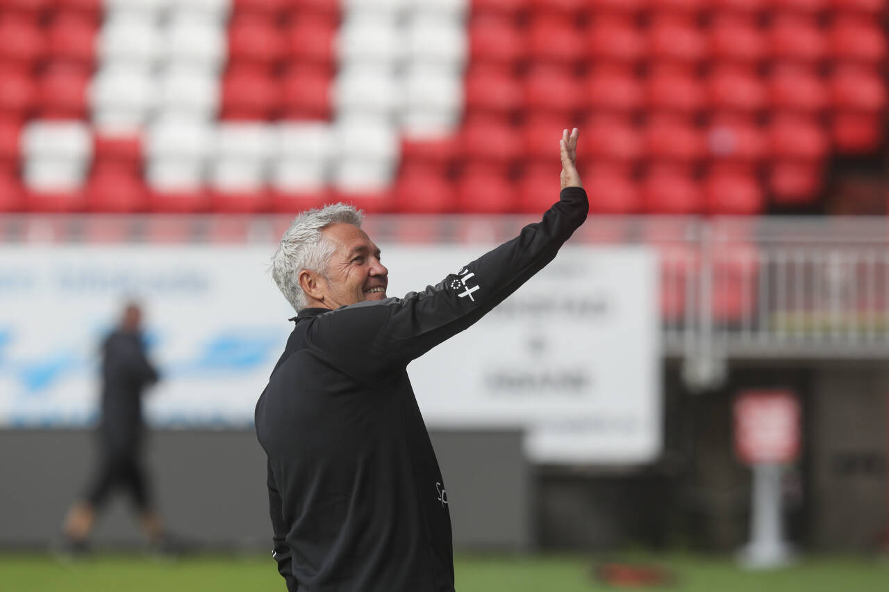 Kåre Ingebrigtsen gjennomfører sin første trening med Brann som klubbens nye hovedtrener. Foto: Eivind Senneset / NTB scanpix