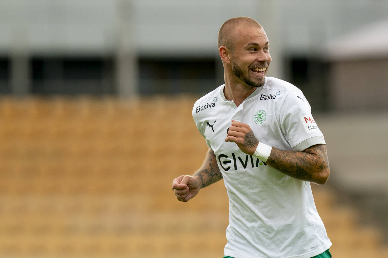 Marcus Pedersen og HamKam kunne endelig juble for seier. Foto: Fredrik Hagen / NTB scanpix