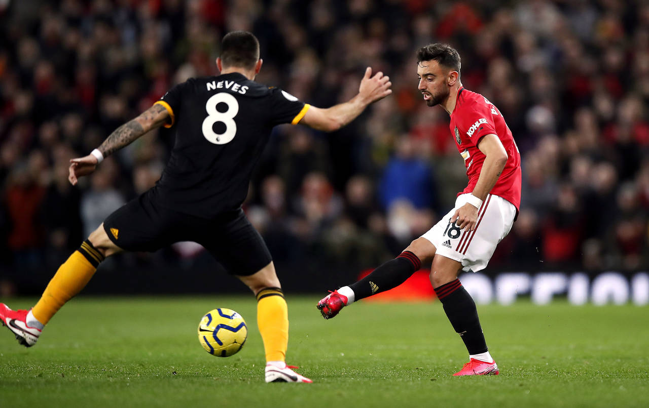 Storkjøpet Bruno Fernandes debuterte for Manchester United, men kunne ikke fikse seier mot Wolverhampton lørdag. Foto: Martin Rickett, PA via AP / NTB scanpix