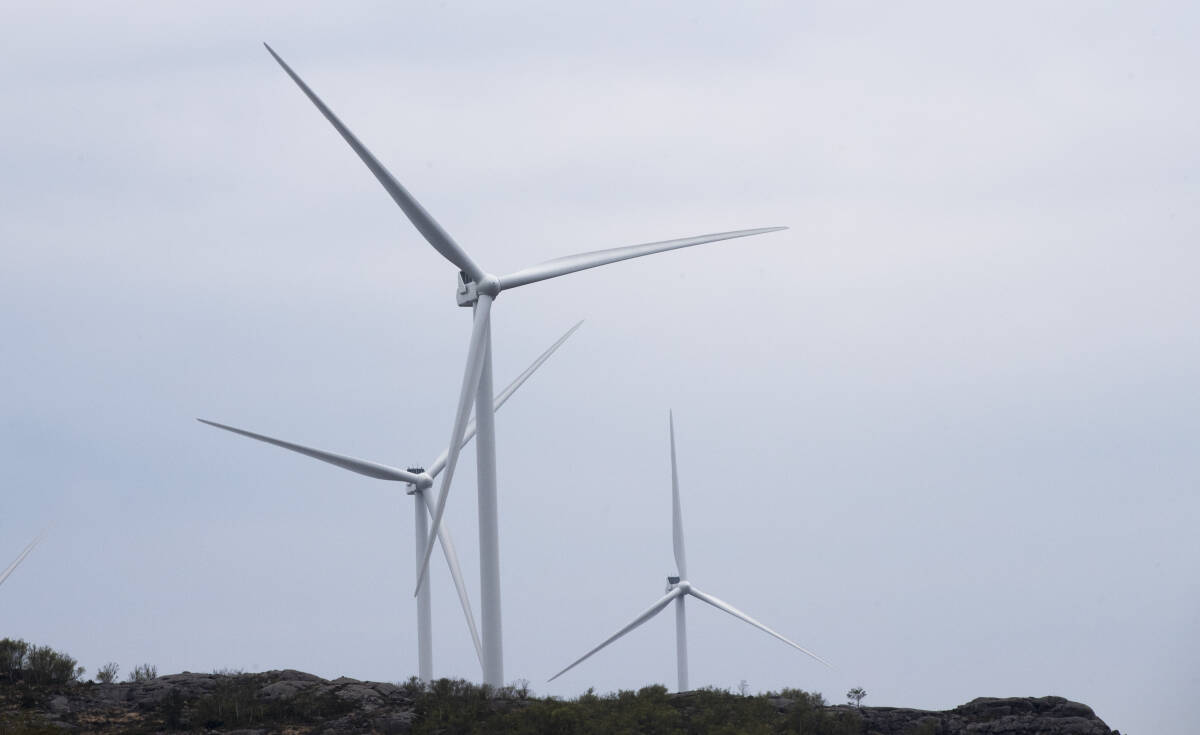 Vindmøller i Eigersund kommune. Mye vind er medvirkende til den rekordlave strømprisen. Foto: Terje Pedersen / NTB scanpix