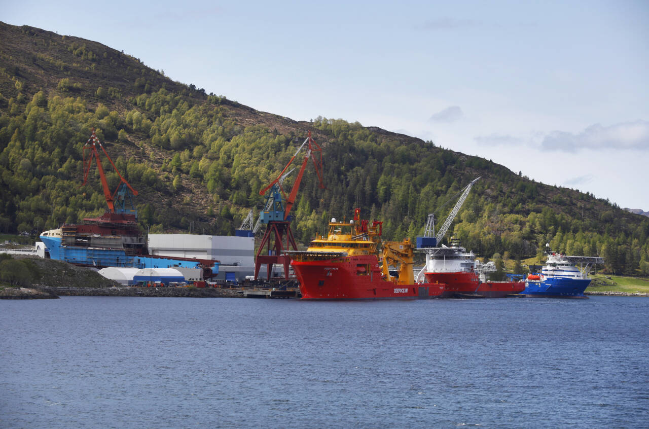 Kleven Verft i Ulsteinvik bekrefter at en kontrakt om bygging av et forsyningsskip er kansellert. Foto: Halvard Alvik / NTB scanpix