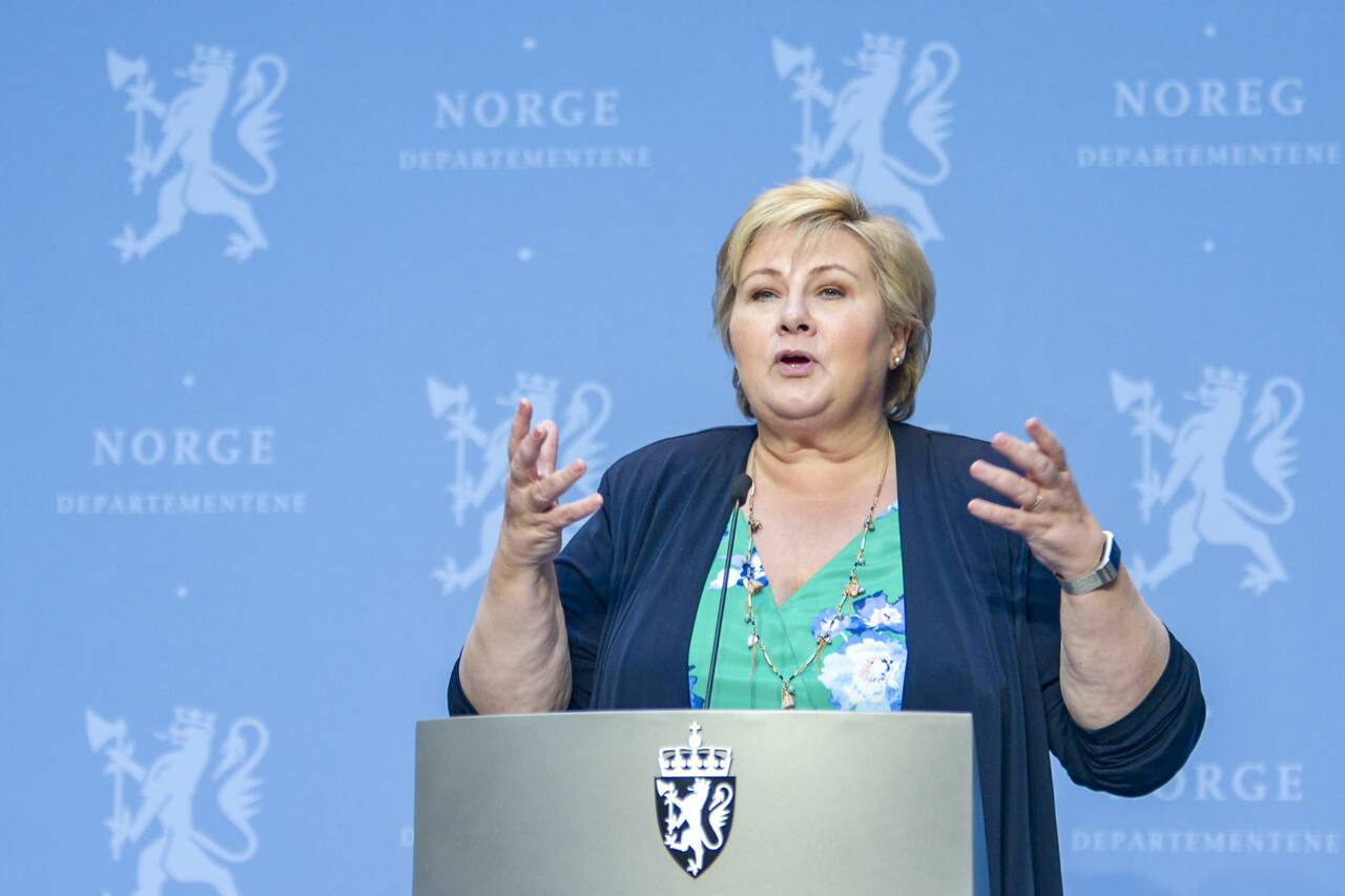 Statsminister Erna Solberg på pressekonferansen om koronasituasjonen og reiser. Foto: Annika Byrde / NTB scanpix