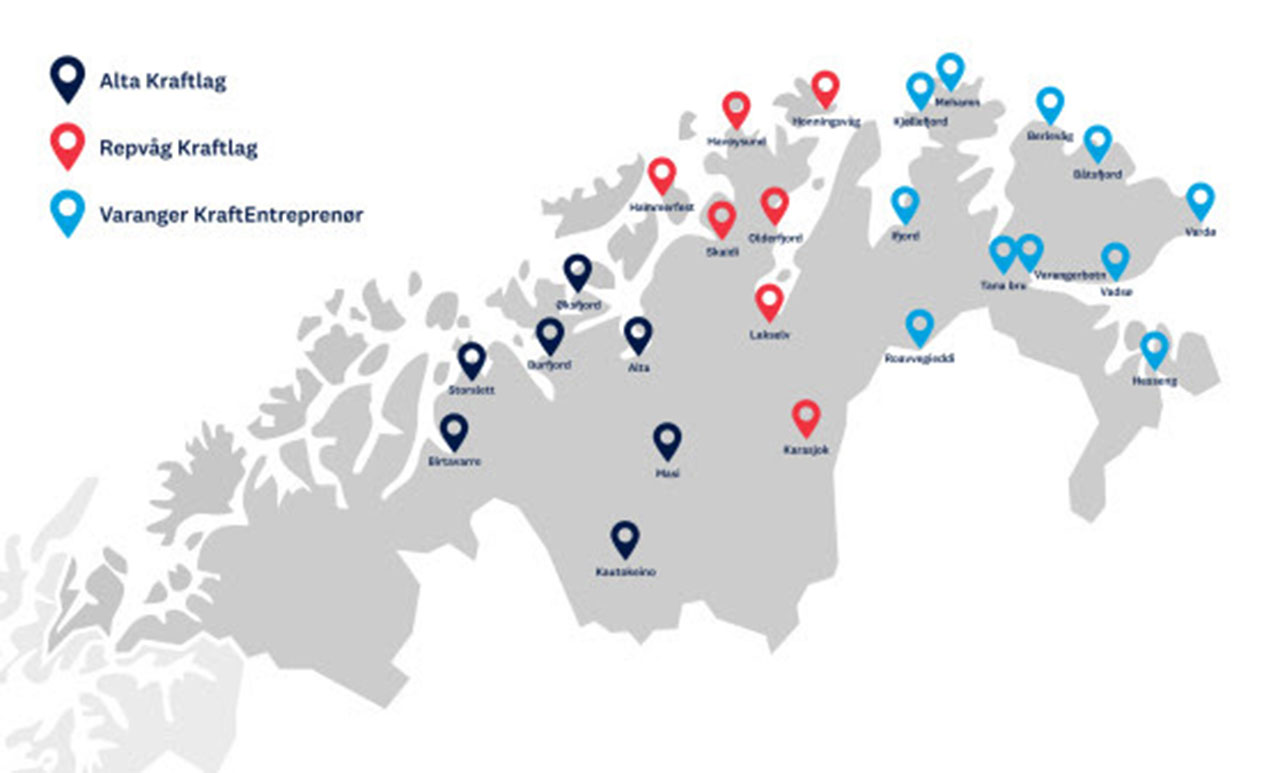 BYGGES UT: Nå skal ladeinfrastrukturen i Troms og Finnmark bygges ut med 25 nye ladesteder. Illustrasjon: Enova