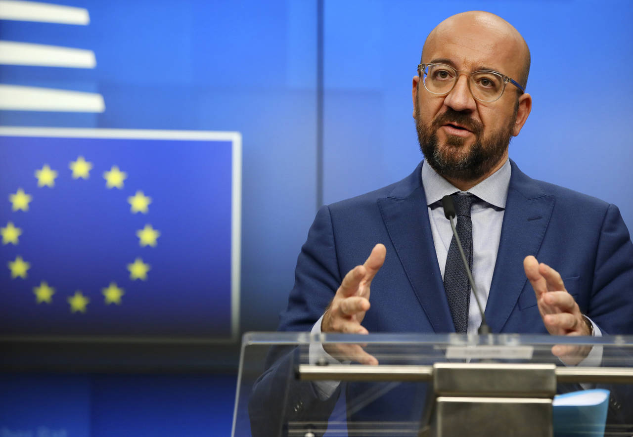 EU skal vurdere situasjonen senere på dagen, opplyste Michel. Her er han i Brussel 9. mars. Foto: Olivier Matthys/AP/NTB scanpix