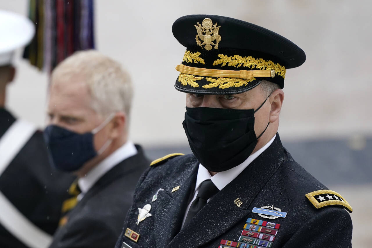 Generalstabssjef, general Mark Milley på veterandagen i Washington. Han er opptatt av at de militære ikke dras inn i politikken. Foto: Patrick Semansky / AP / NTB