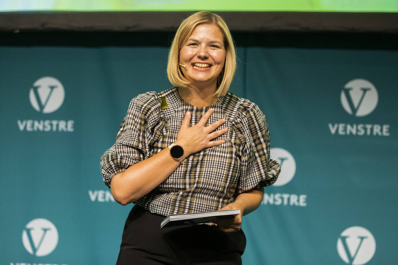 Nyvalgt leder i Venstre, Guri Melby, holder tale til Venstres landsmøte i september.Foto: Jil Yngland / NTB