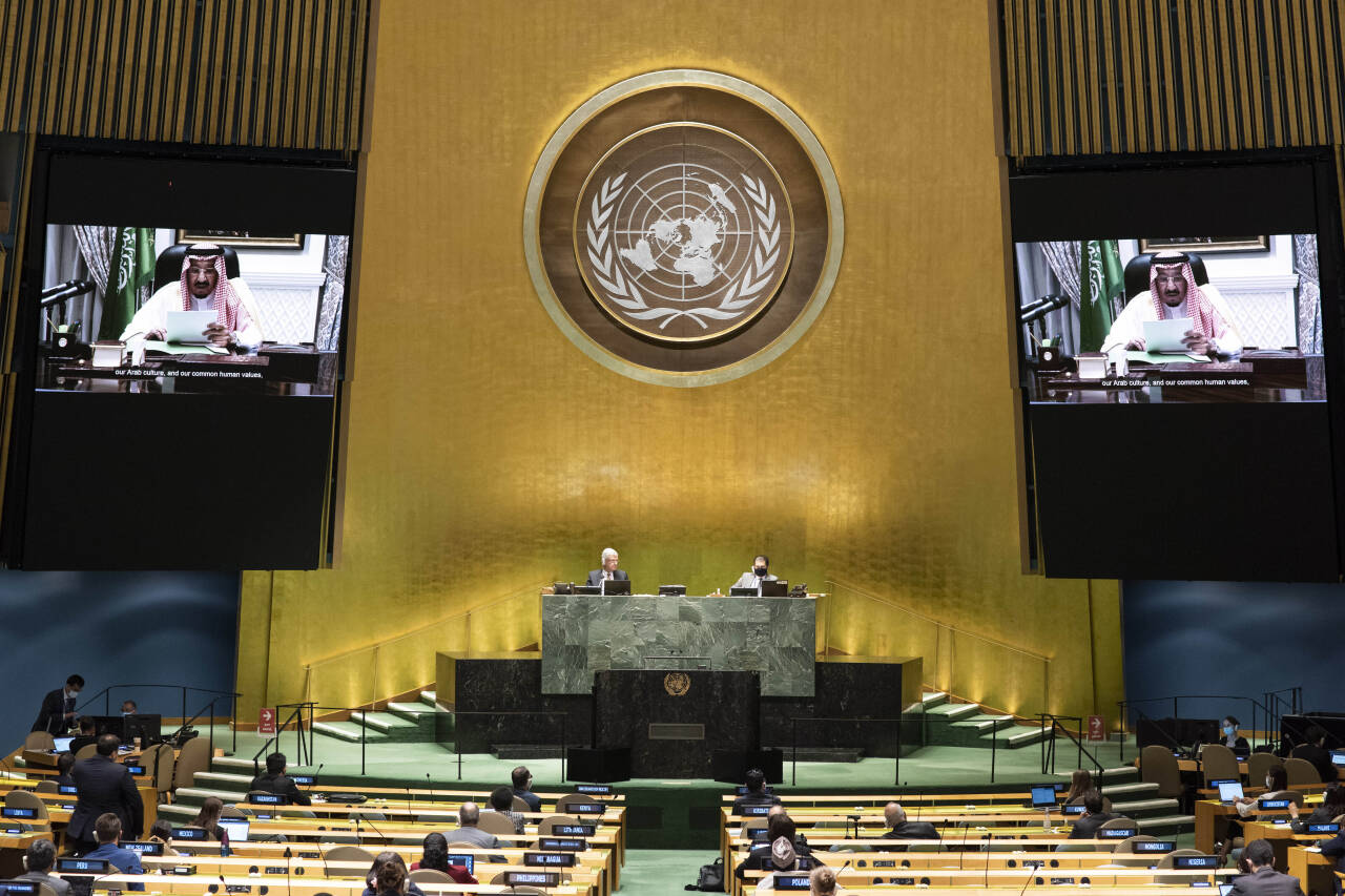 Saudi-Arabia nådde ikke opp i FNs menneskerettsråd. Her et bilde fra FNs hovedforsamling i september under innlegget kong Salman Bin Abdulaziz Al-Saud. Foto: Eskinder Debebe / UN Photo via AP / NTB