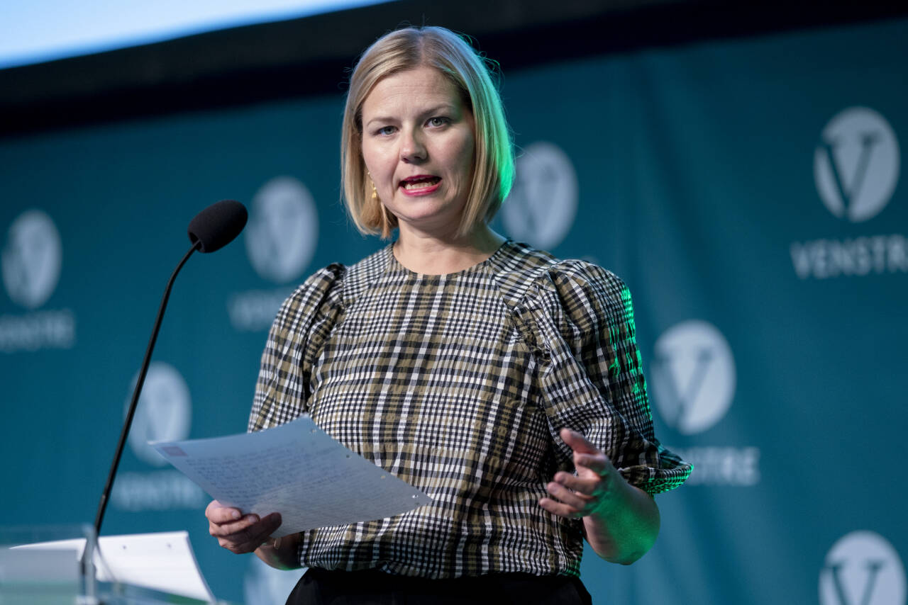 Venstres leder Guri Melby fyrte løs mot Senterpartiet under sin tale til landsstyret lørdag. Bildet er fra Venstres landsmøte i september. Foto: Fredrik Hagen / NTB