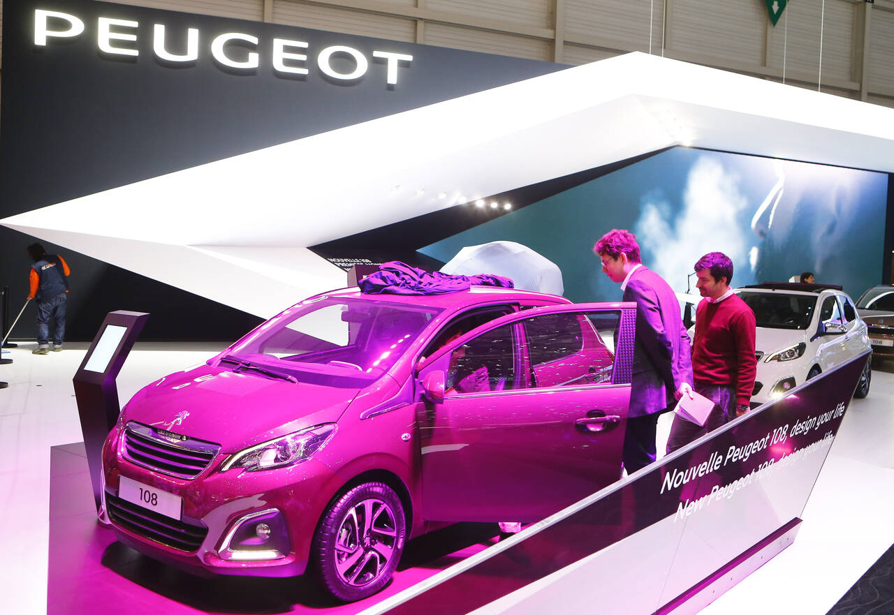 LANSERT: Peugeot 108 på bilutstillingen i Genève i lanseringsåret 2014. Foto: Arnd Wiegmann / Reuters