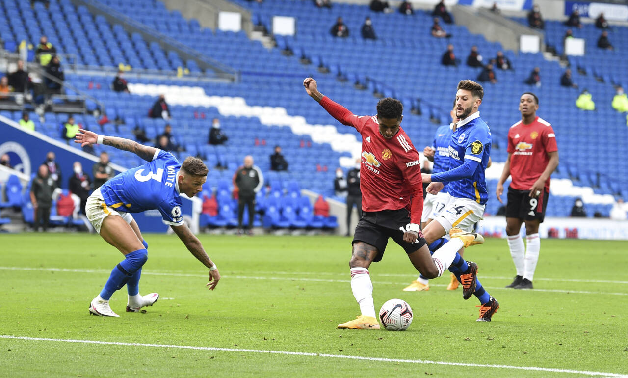 Marcus Rashford frelste Manchester United med et øyeblikks genialitet og matchvinnerscoring. Foto: Glyn Kirk / AP / NTB