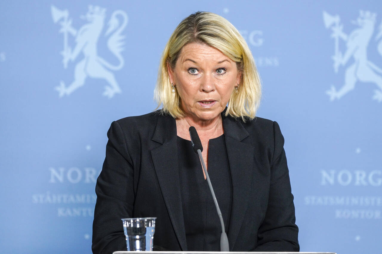 Justis- og beredskapsminister Monica Mæland (H) er glad for at engangsløsningen er på plass. Foto: Gorm Kallestad / NTB