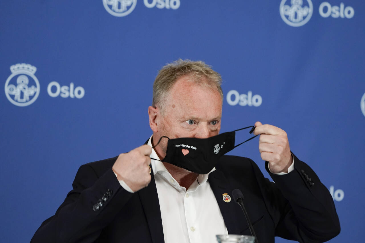 Byrådsleder Raymond Johansen (Ap) orienterte om koronasituasjonen på det han kalte en ny merkedag for Oslo. Foto: Håkon Mosvold Larsen / NTB