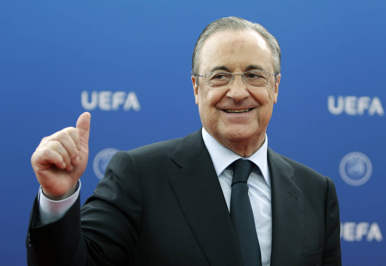 Real Madrid-president Florentino Pérez gir ikke opp Super League. Foto: Claude Paris / AP / NTB