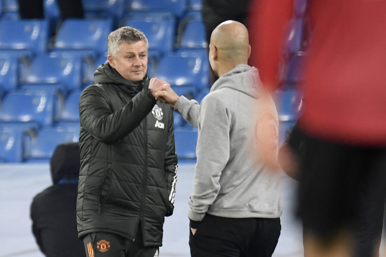 Ole Gunnar Solskjær og Manchester United blir spådd å få dragkamp fra Pep Guardiola og Manchester City om signaturen til Erling Braut Haaland. Foto: Peter Powell / AP / NTB