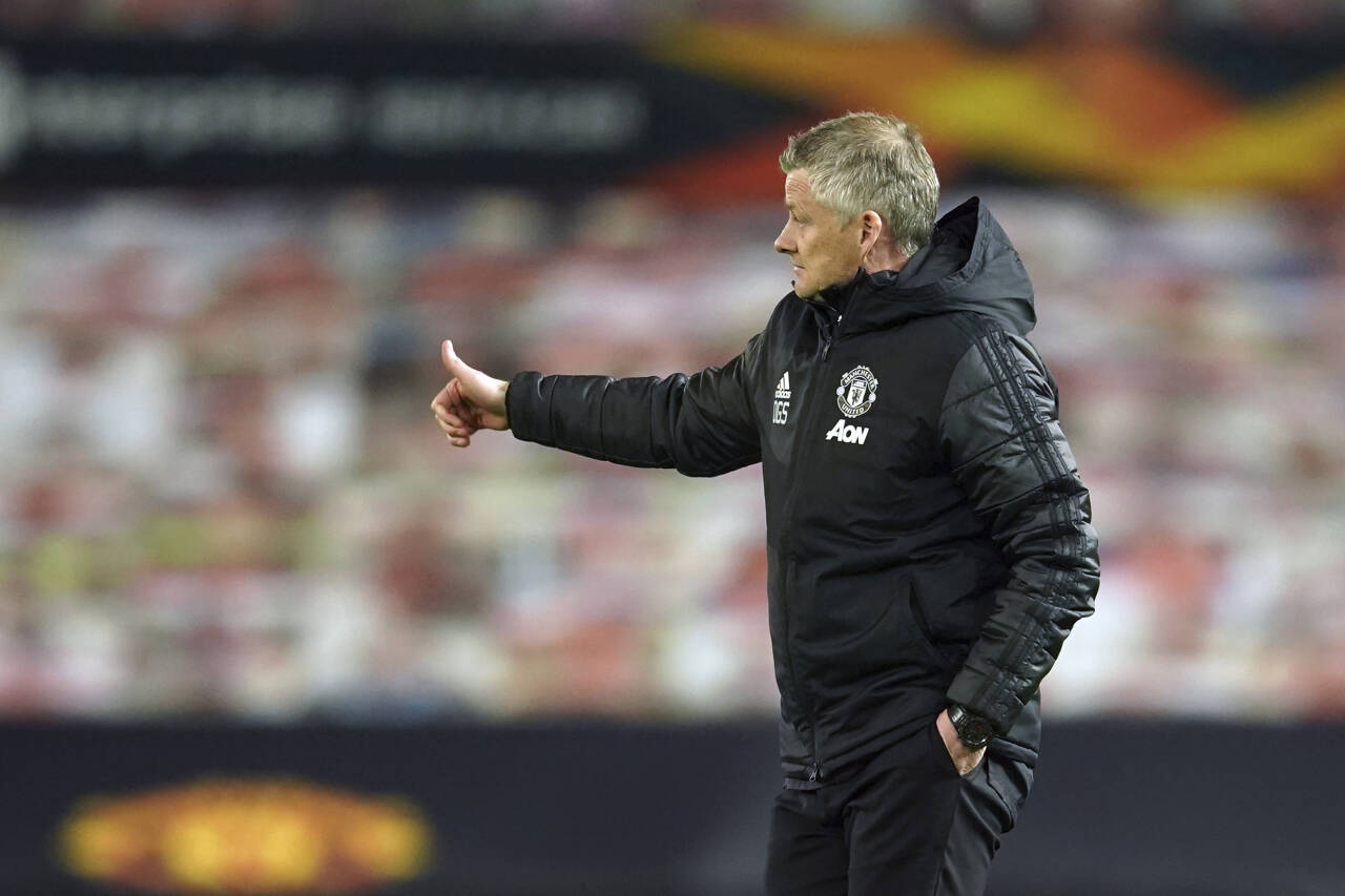 Manchester United-manager Ole Gunnar Solskjær har ikke gitt opp kampen om Premier League-tittelen, men erkjenner at det ikke er helt sannsynlig å tro på. Foto: Dave Thompson / AP / NTB 