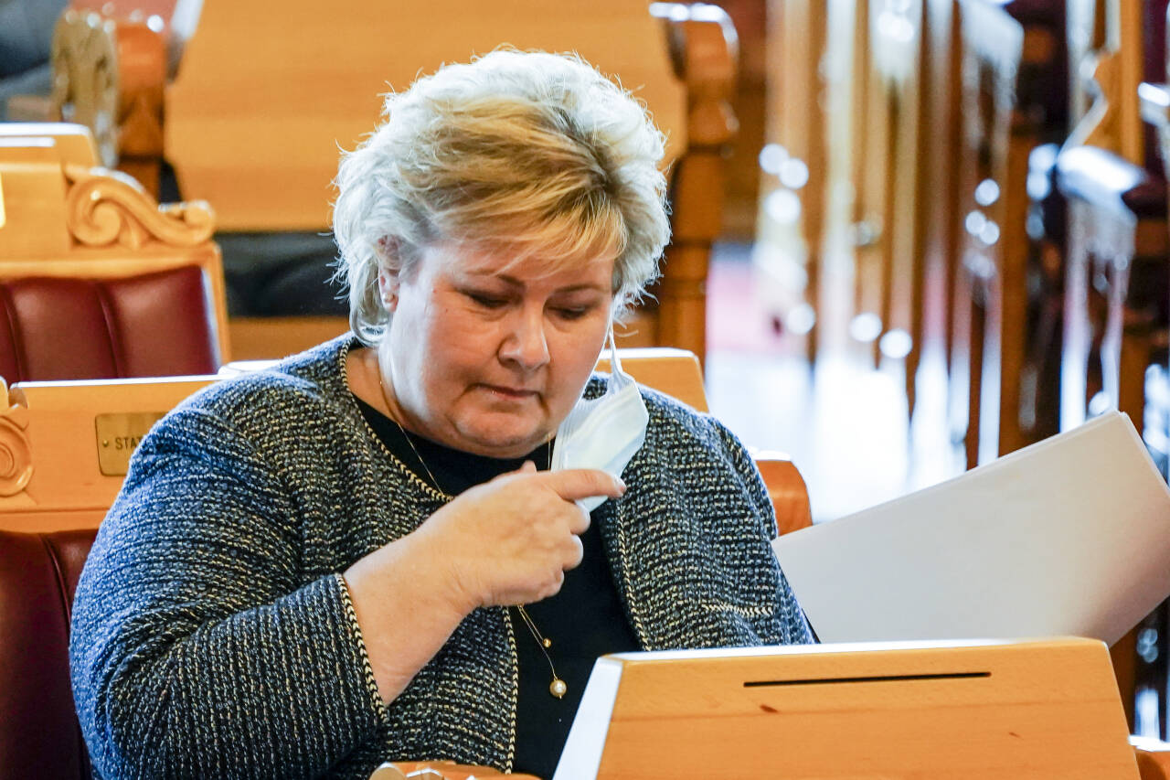 Statsminister Erna Solberg skisserer onsdag en plan for hvordan Norge skal åpne igjen.Foto: Torstein Bøe / NTB