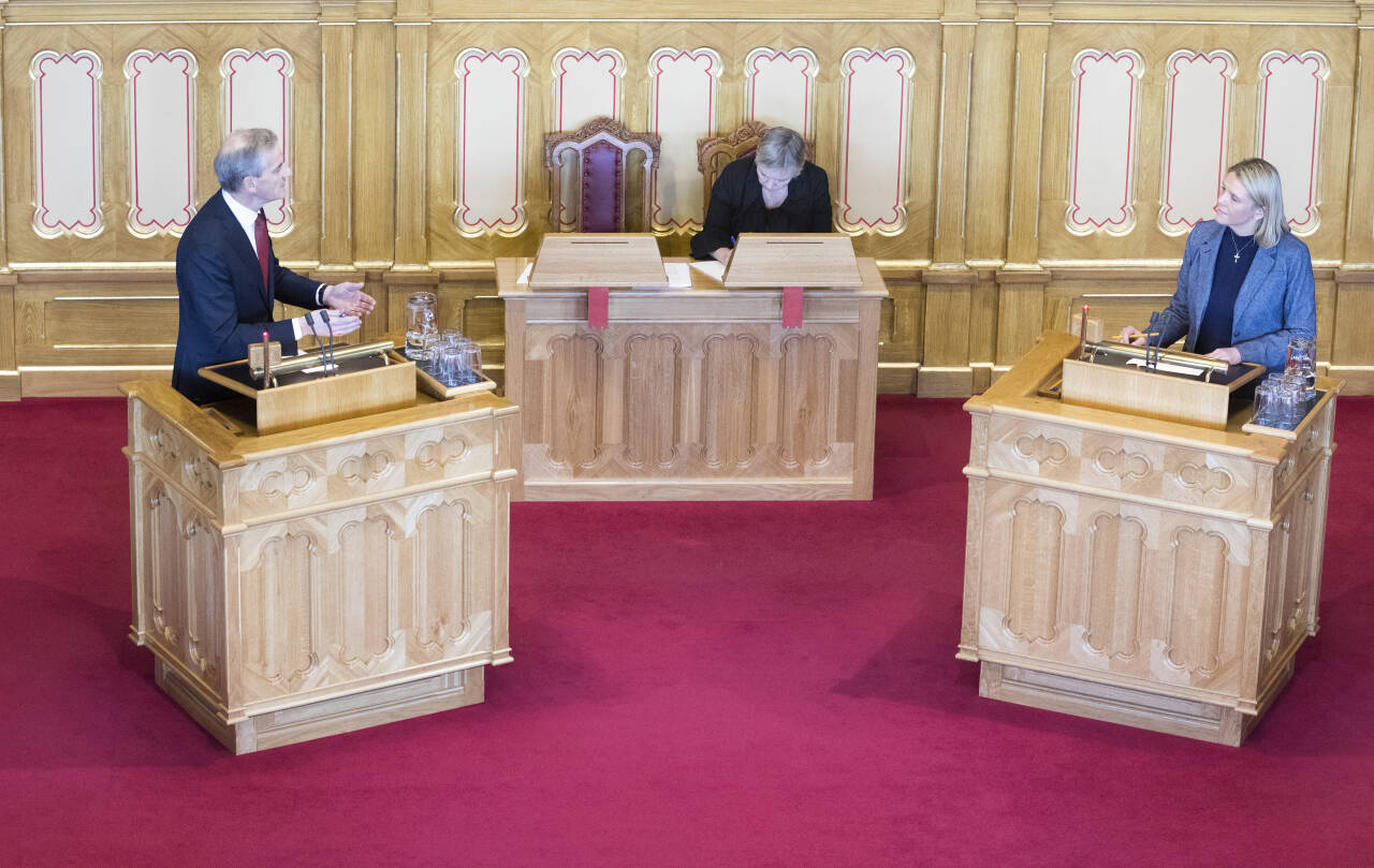 Fremskrittspartiets leder Sylvi Listhaug ønsker å utfordre Arbeiderparti-leder Jonas Gahr Støre til debatt om innvandring og sosiale forskjeller. Foto: Gorm Kallestad / NTB