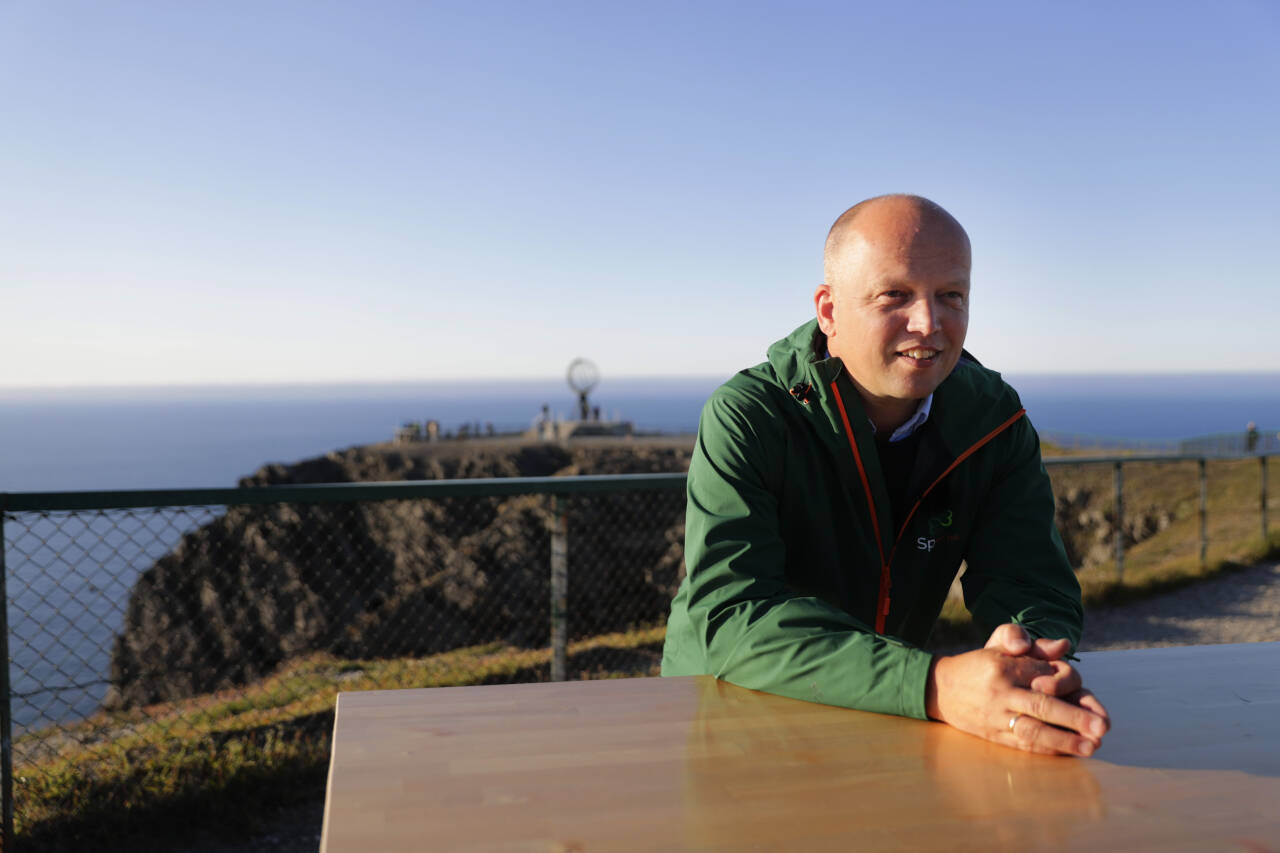 Sp-leder Trygve Slagsvold Vedum på Nordkapp i forrige uke. Foto: Berit Roald / NTB