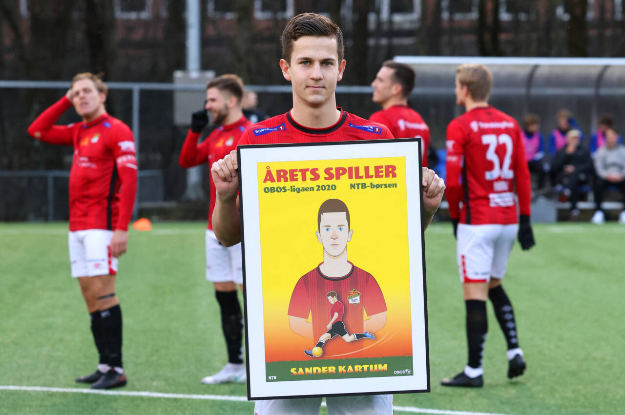 Stjørdals-Blinks Sander Kartum ble av NTB kåret til årets spiller i 1. divisjon i 2020. Foto: Ørn E. Borgen / NTB