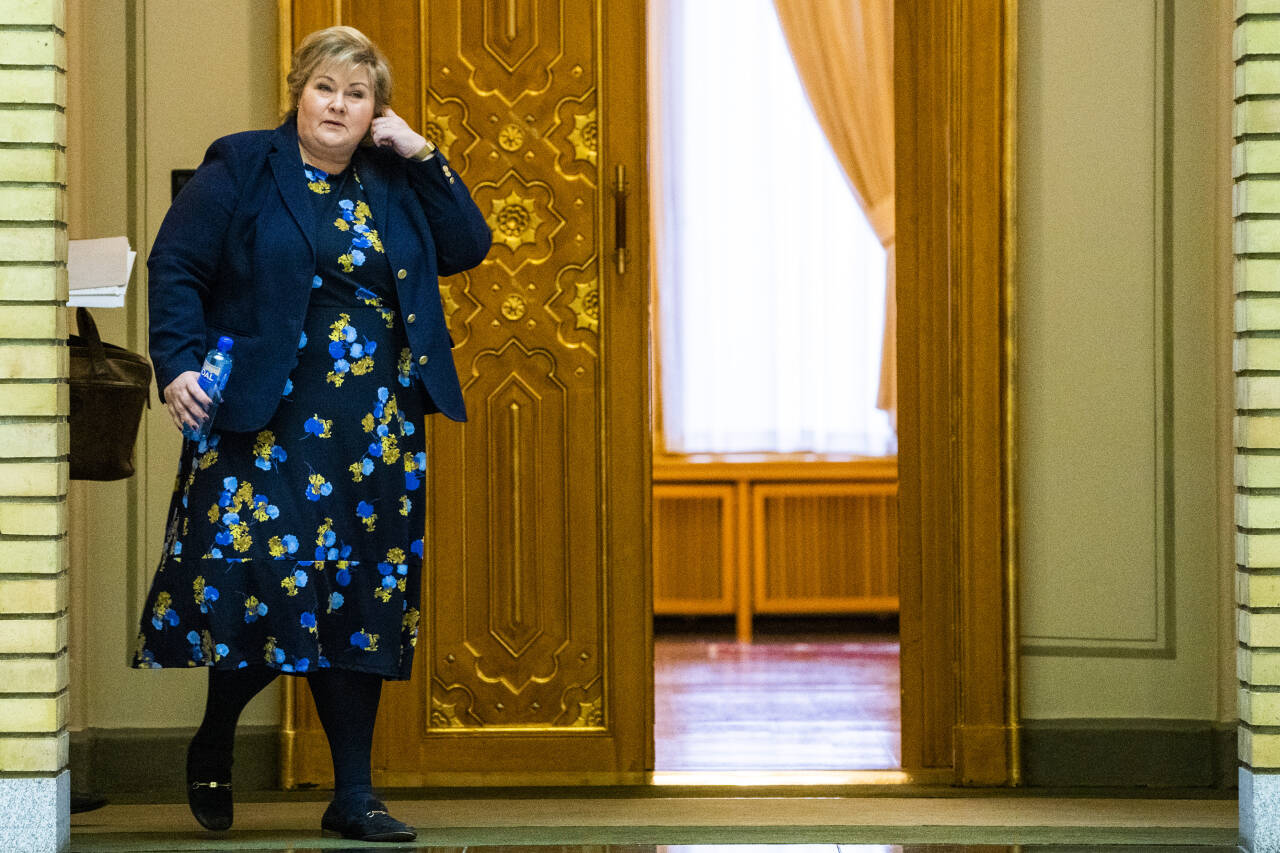 Statsminister Erna Solberg (H) etter Stortingets muntlige spørretime onsdag.Foto: Håkon Mosvold Larsen / NTB