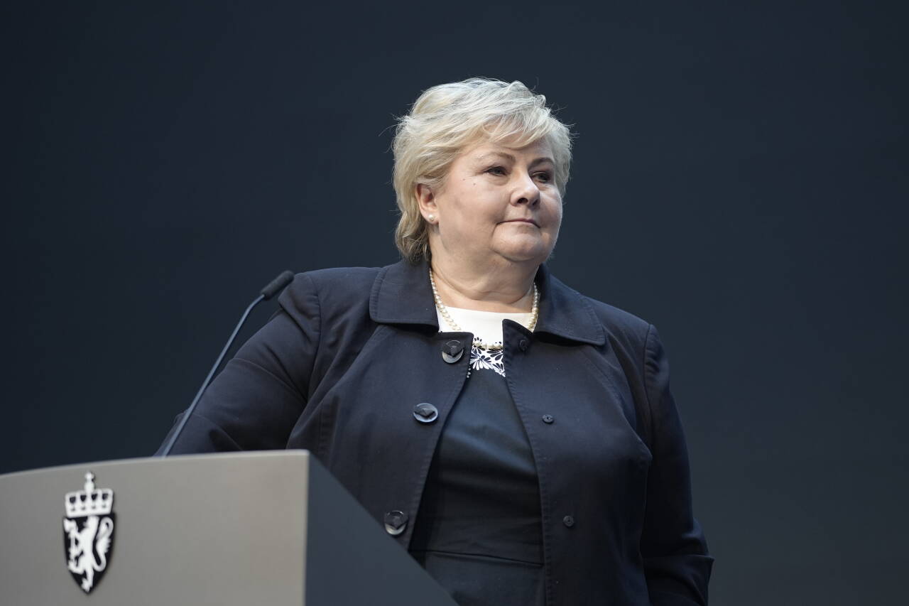 Statsminister Erna Solberg under en tidligere pressekonferanse om koronasituasjonen. Foto: Fredrik Hagen / NTB