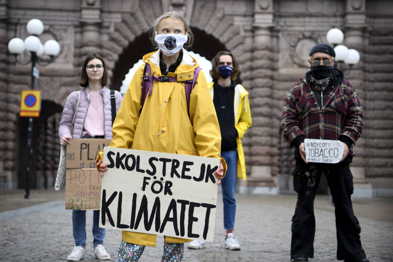 18 år gamle Greta Thunberg er blitt verdenskjent for sine skolestreiker for klimaet. Men på Stortinget får hun ikke tale. Foto: Jessica Gow / NTB