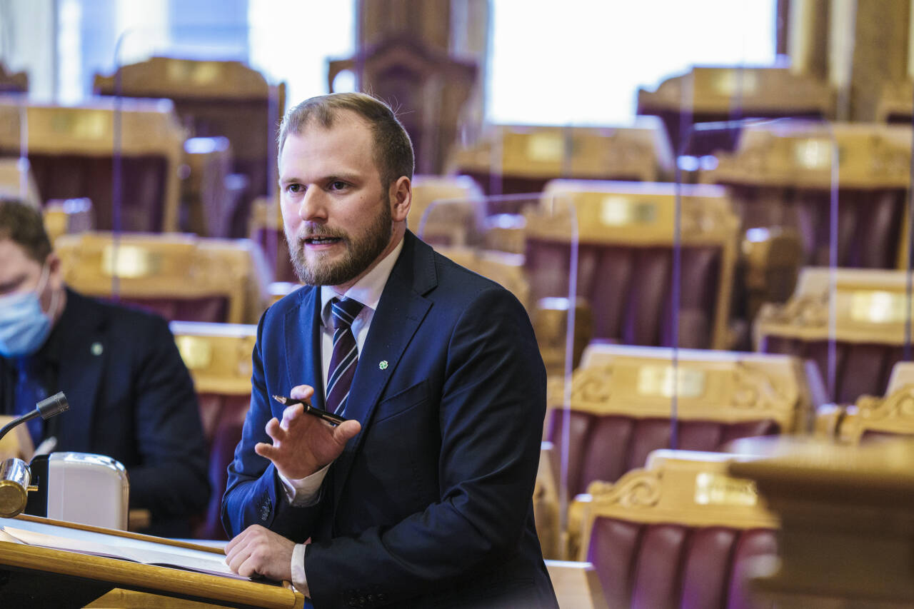 Willfred Nordlund (Sp) under den muntlige spørretimen i Stortinget 19. mai.Foto: Stian Lysberg Solum / NTB