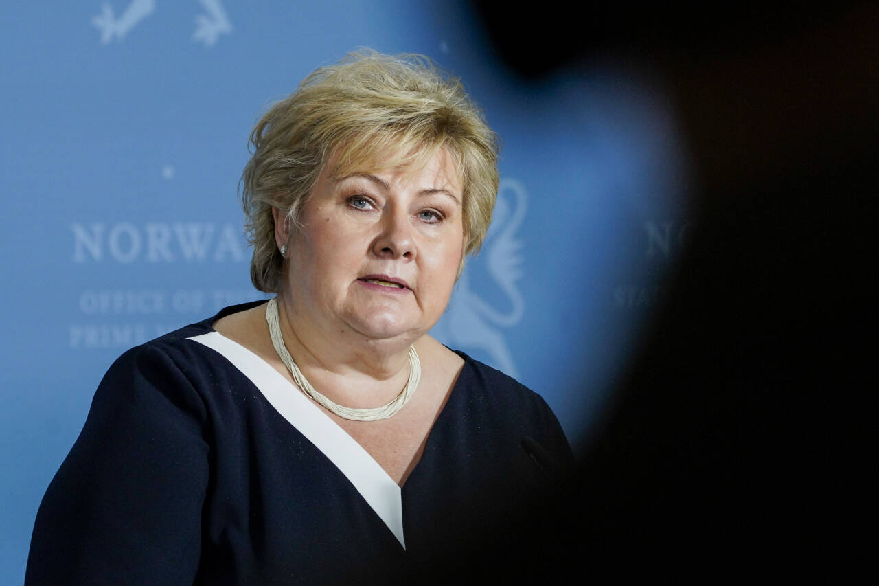 Statsminister Erna Solberg under onsdagens pressekonferanse.Foto: Gorm Kallestad / NTB