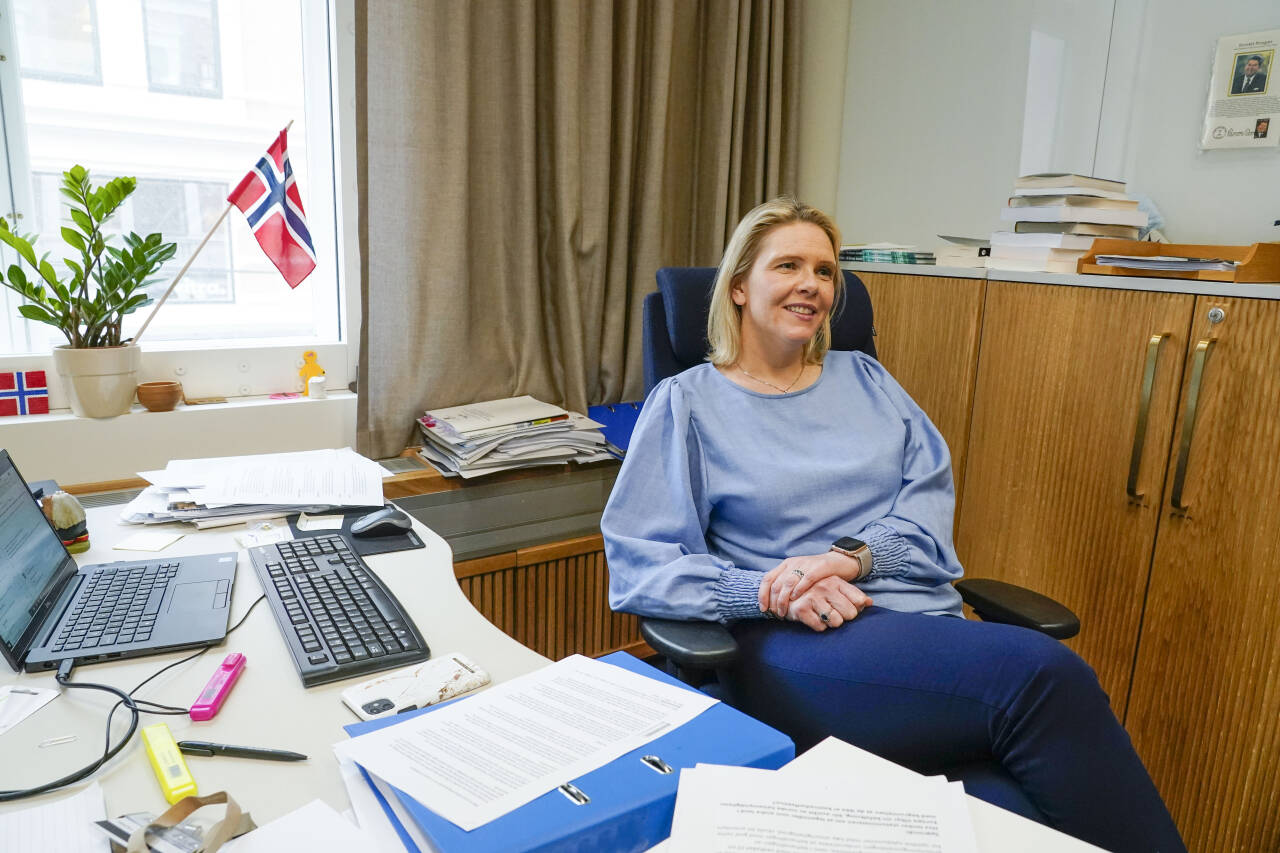 Påtroppende leder Sylvi Listhaug i Frp er fornøyd med at det er flertall på Stortinget for å etablere norsk produksjon av viktige legemidler. Foto: Lise Åserud / NTB