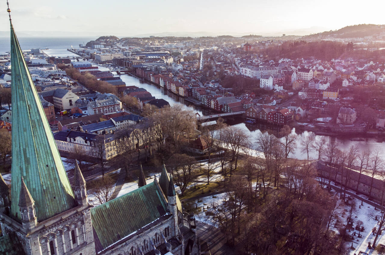 Dronebilder av Trondheim sentrum. Foto: Gorm Kallestad / NTB