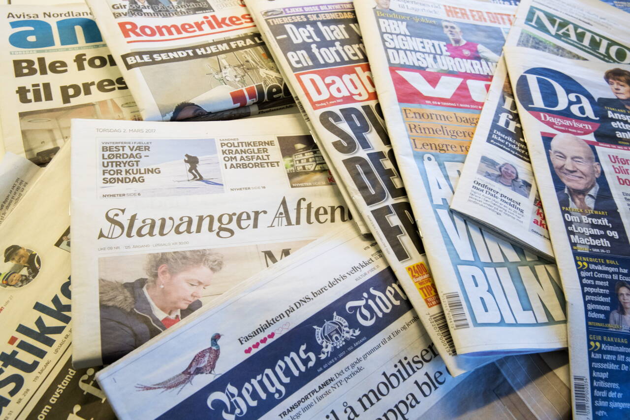Senterpartiet, SV, Ap og Rødt sier alle at de er bekymret for at økt eierkonsentrasjon skal svekke det norske mediemangfoldet.  Foto: Terje Bendiksby / NTB