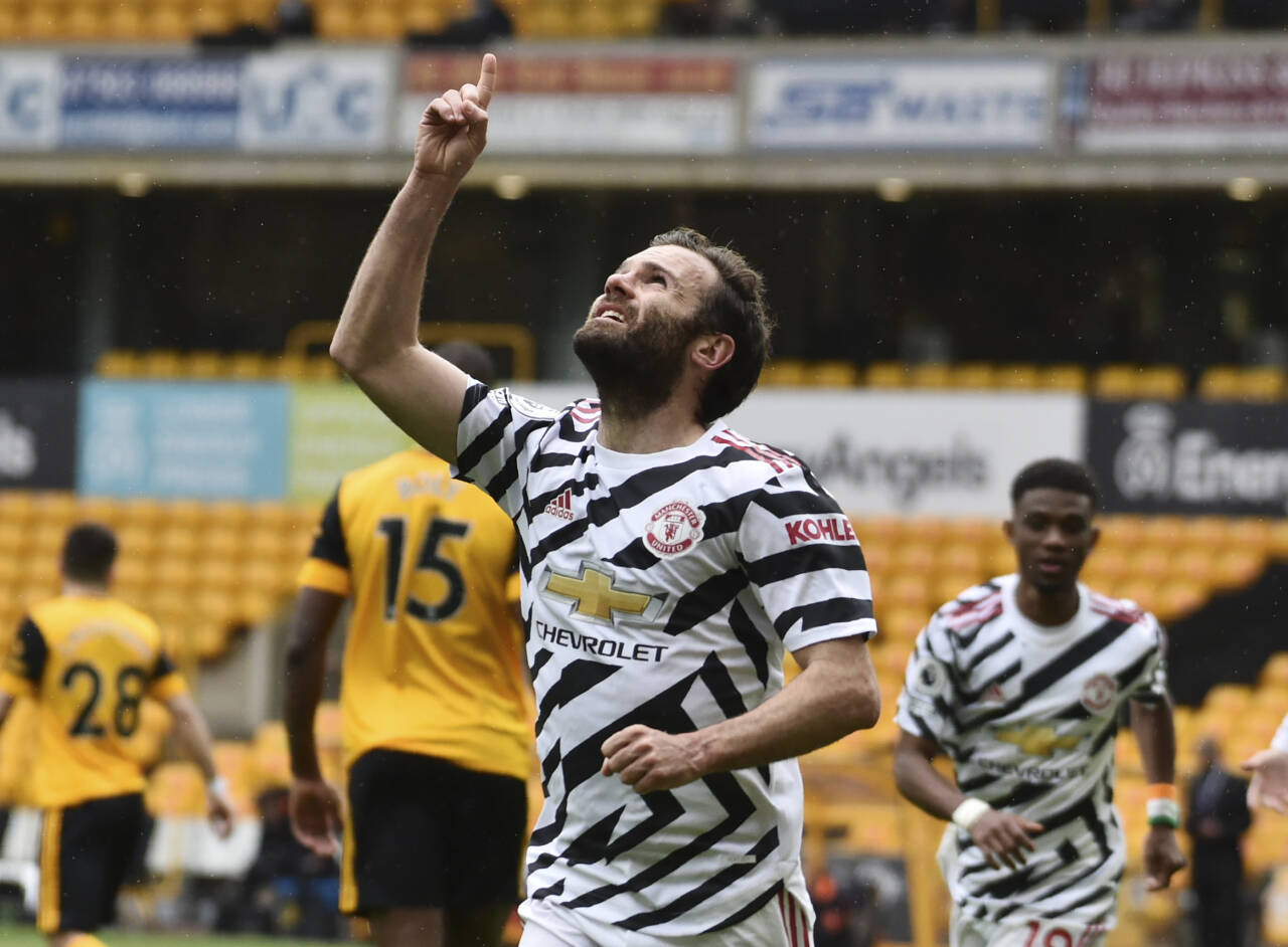 Juan Mata var Manchester Uniteds klart mest meriterte spiller og ble matchvinner da et reservepreget United slo Wolverhampton. Foto: Rui Vieira / AP / NTB