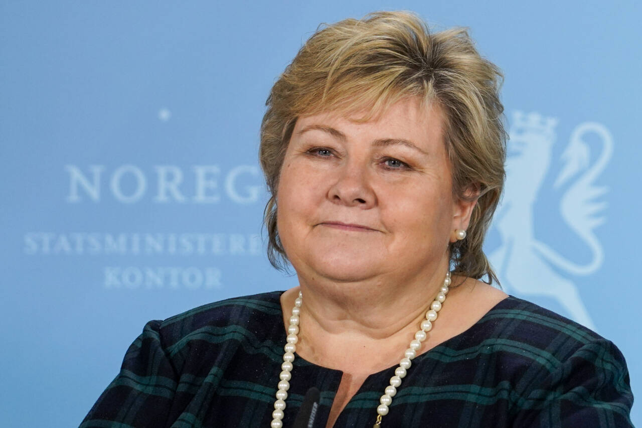 Statsminister Erna Solberg møtte tirsdag kveld pressen på Statsministerens kontor om kontakten med Moldes ordfører. Foto: Heiko Junge / NTB