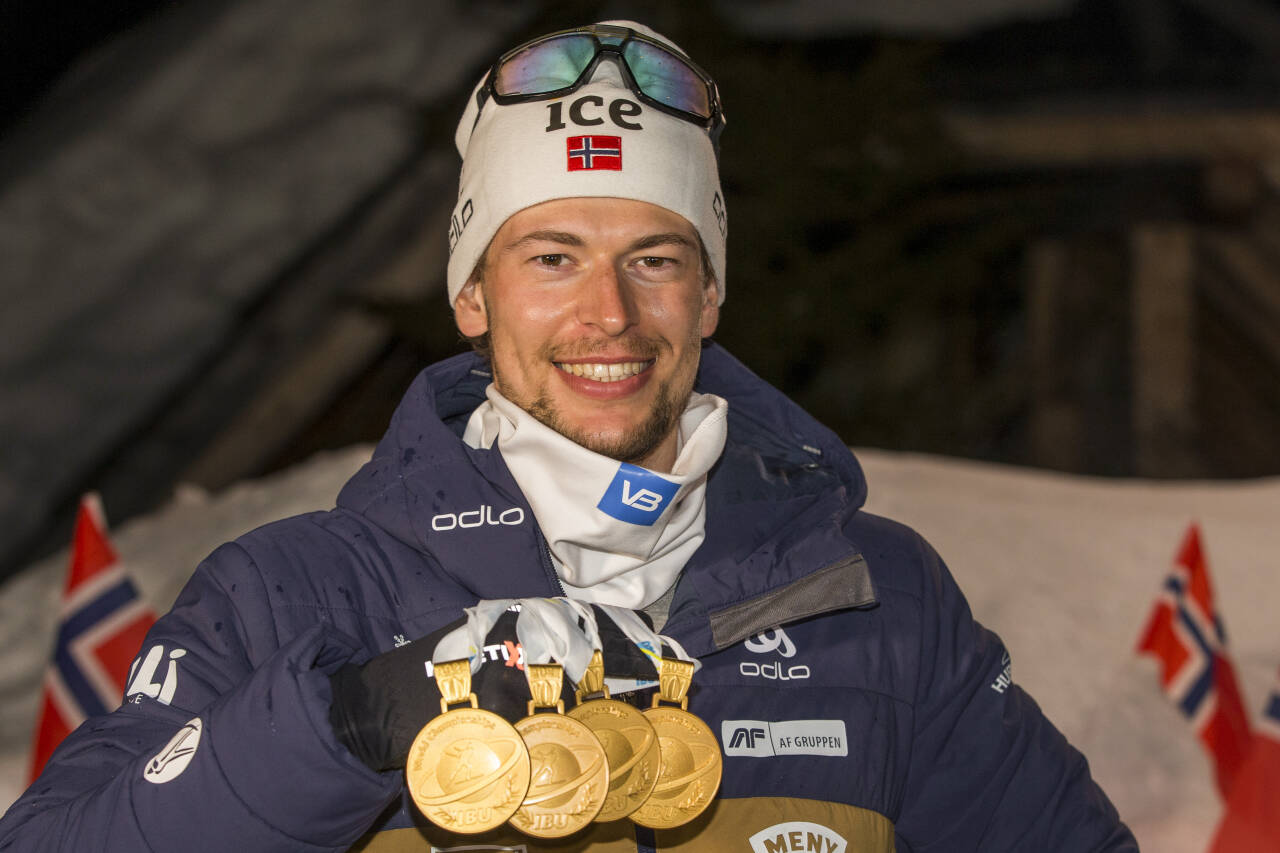 Sturla Holm Lægreid ble ubestridt VM-konge i skiskyting. Det hadde få trodd. Foto: Primoz Lovric / NTB