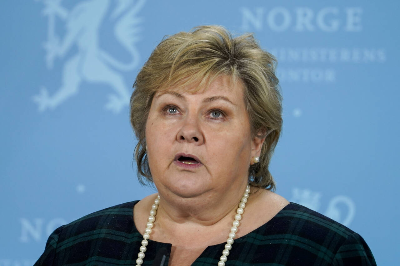 Statsminister Erna Solberg (H) varsler tale om koronasituasjonen. Foto: Heiko Junge / NTB