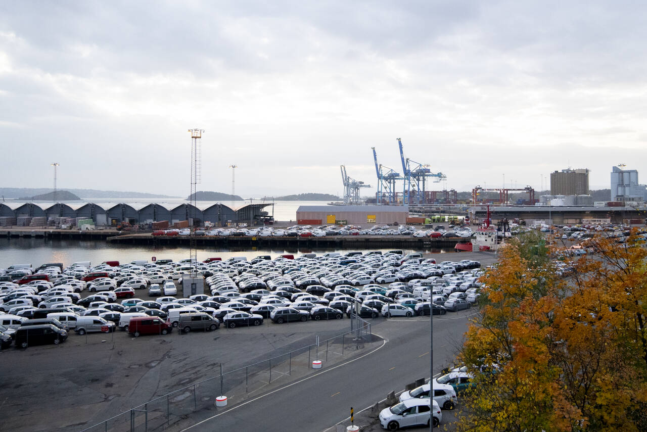 Nye Volkswagen ID.3 sto parkert på Sjursøya i Oslo i februar. Foto: Fredrik Hagen / NTB