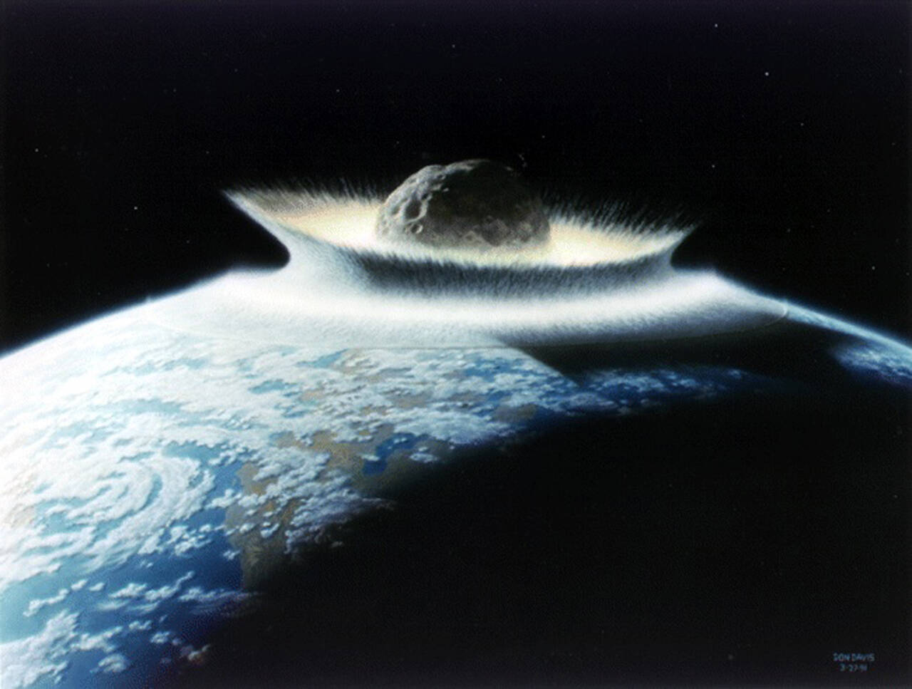 Et treff fra en så stor asteroide som dette ville utryddet alt liv på jorden. Nå vil Nasa finne ut om man får en asteroide til å endre kurs ved å gi den en dytt. Illustrasjon: Nasa/ NTB