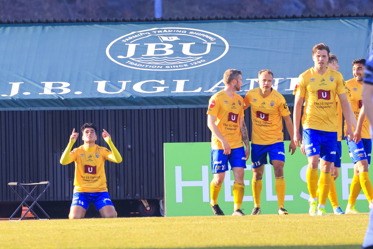 Aral Simsir scoret 1-0 for Jerv. Foto: Tor Erik Schrøder / NTB