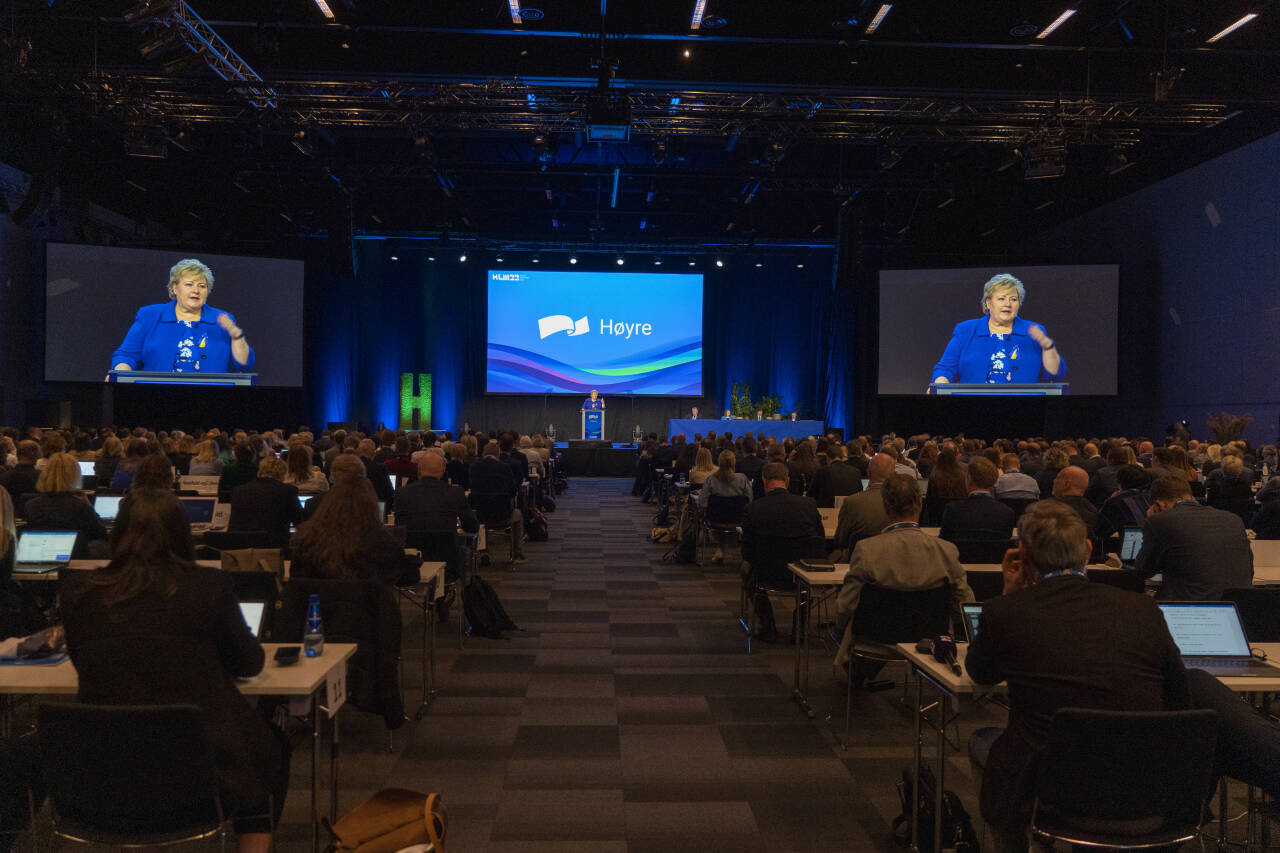 Høyre holder landsmøte også når det ikke er valgår. Men heretter kan det bli aktuelt å arrangere bare annethvert år. Foto: Terje Pedersen / NTB