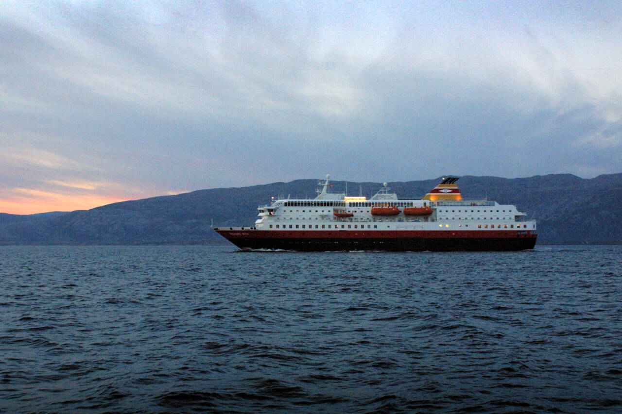 Det er dette skipet, Hurtigruten Richard With, som har gått på grunn. Arkivfoto: Foto: Gorm Kallestad / NTB
